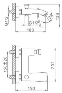 Смеситель для ванны и душа Frap F3080 хром